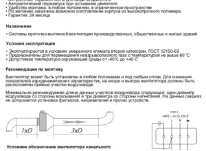 Вентилятор канальный документация